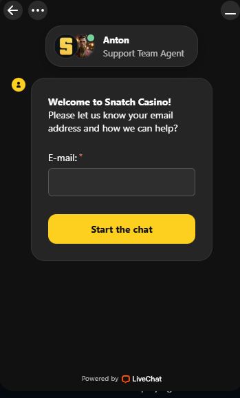 Contact support team via live chat